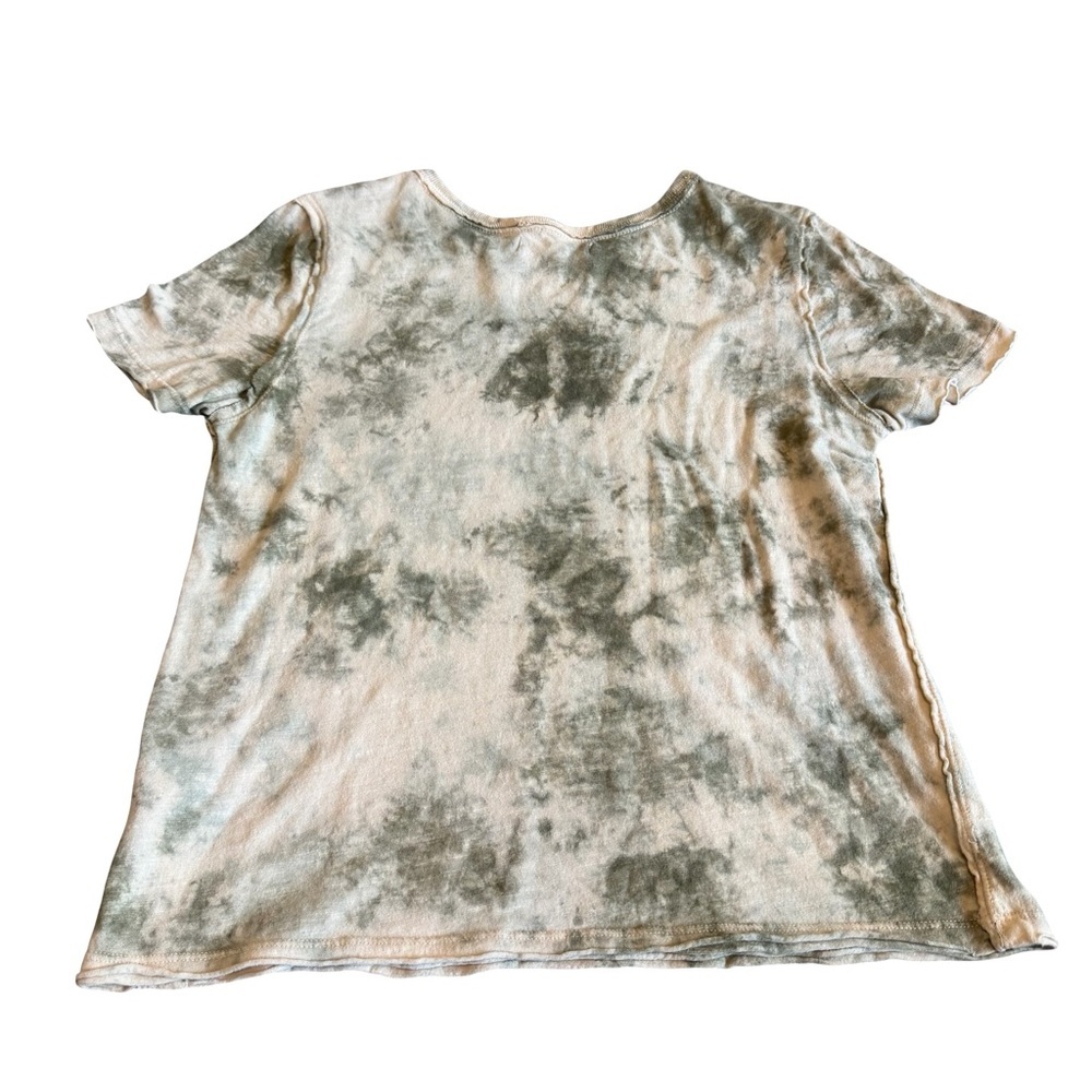 We The Free Riptide Tie Dye T-Shirt Short Sleeve Moss Green Cotton Linen Small - Picture 8 of 12